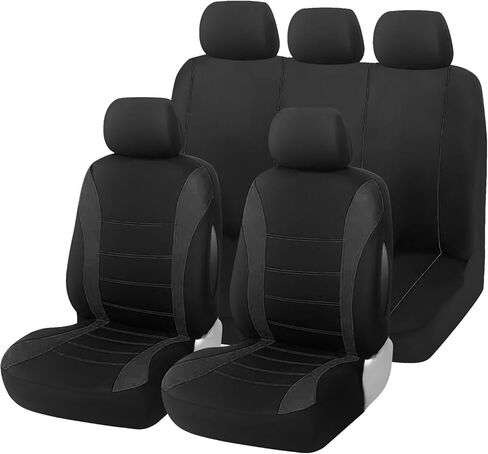 Foneso Car Seat Covers, 100% Breathable with Composite Sponge Inside, Airbag Compatible Universal Fit Accessories Auto for Cars, Trucks, Sedan, Van, SUVs (Red, Full Set) in Kuwait