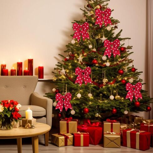 Anwyll Burlap Christmas Ribbon ، 2-1/2 بوصة × 22 ياردة حمراء اللون الأخضر البولكا نقطة سلك in Kuwait