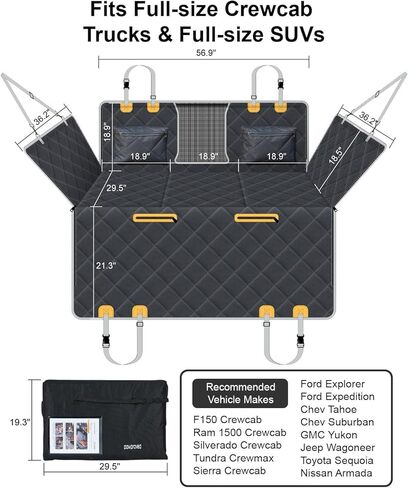 موسع المقعد الخلفي للكلاب ، غطاء مقعد السيارة المقاوم للماء للمقعد الخلفي ، غطاء مقعد السيارة القاع ، أرجوحة مساحة كبيرة لسيارات الدفع الرباعي ، غطاء مقعد للحيوانات الأليفة يحمل 450 رطلاً (أسود) in Kuwait
