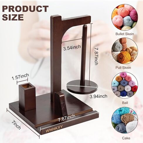 Magnetic Yarn Holder for Knitting and Crocheting, Wooden Yarn Spool Rack with 2 Spindles, Yarn Ball Holder Spinner for Crochet Gifts for Crochet Lovers Knitters, Equipped with 9 Alumina Crochet Hooks in Saudi Arabia