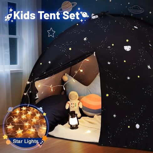 Sumbababy كبير teepee خيمة للأطفال: مع أضواء النجوم والأعلام - خيمة للأطفال الداخلية أطفال teepee tent للبنين والبنات - تلعب طفل الأطفال للأطفال داخل سرير المظلة لألعاب هدية غرفة اللعب (كريم) in Kuwait