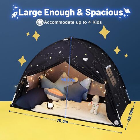 Sumbababy كبير teepee خيمة للأطفال: مع أضواء النجوم والأعلام - خيمة للأطفال الداخلية أطفال teepee tent للبنين والبنات - تلعب طفل الأطفال للأطفال داخل سرير المظلة لألعاب هدية غرفة اللعب (كريم) in Kuwait