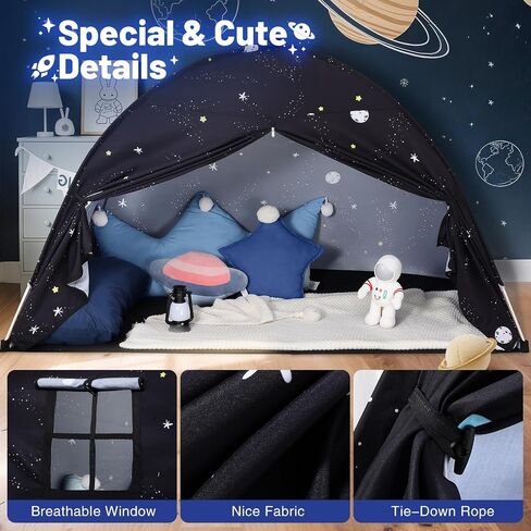 Sumbababy كبير teepee خيمة للأطفال: مع أضواء النجوم والأعلام - خيمة للأطفال الداخلية أطفال teepee tent للبنين والبنات - تلعب طفل الأطفال للأطفال داخل سرير المظلة لألعاب هدية غرفة اللعب (كريم) in Kuwait