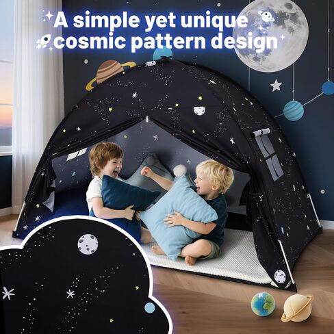 Sumbababy كبير teepee خيمة للأطفال: مع أضواء النجوم والأعلام - خيمة للأطفال الداخلية أطفال teepee tent للبنين والبنات - تلعب طفل الأطفال للأطفال داخل سرير المظلة لألعاب هدية غرفة اللعب (كريم) in Kuwait
