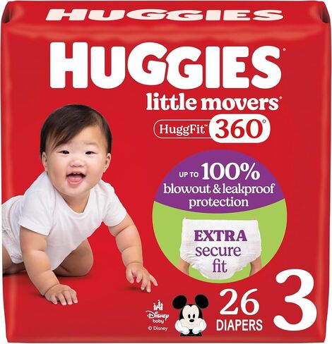 Huggies Size 7 Baby Diapers, Little Movers HuggFit 360° Baby Diapers with 360° Waistband, Size 7 (41+ lbs), 44 Count, Packaging May Vary in Saudi Arabia