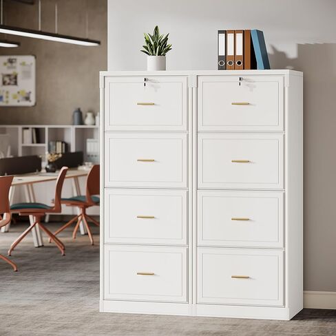 LITTLE TREE 4-Drawer File Cabinet with Lock, Large Vertical Storage Cabinet, Secure Space-Saver for Home Office, Compatible with A4/F4/Letter/Legal Size Files, Filing Cabinets for Home Office, Black in Kuwait