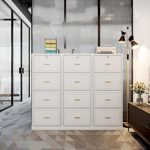 LITTLE TREE 4-Drawer File Cabinet with Lock, Large Vertical Storage Cabinet, Secure Space-Saver for Home Office, Compatible with A4/F4/Letter/Legal Size Files, Filing Cabinets for Home Office, Black in Kuwait