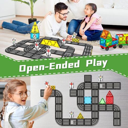 Magnetic Tiles Cars Construction Set, 4 PCS Magnetic Cars Magnetic Building Blocks Cars Toy for Kids Ages 4-8 3-5 Magnet Bricks Truck Kit Educational Sensory Toys Gifts for 3+ Year Old Boys & Girls in Saudi Arabia