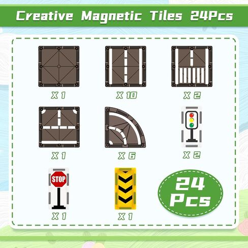 Magnetic Tiles Cars Construction Set, 4 PCS Magnetic Cars Magnetic Building Blocks Cars Toy for Kids Ages 4-8 3-5 Magnet Bricks Truck Kit Educational Sensory Toys Gifts for 3+ Year Old Boys & Girls in Saudi Arabia