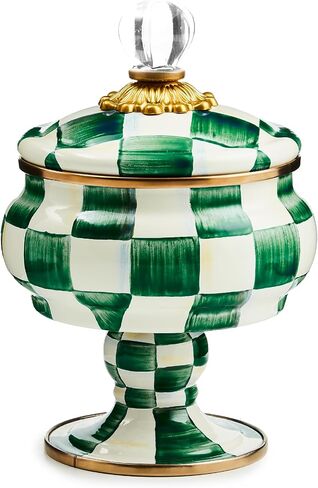 MACKENZIE-CHILDS Enamel Curiosity Pot, Decorative Container for Home Decor, Black-and-White Courtly Check in Saudi Arabia