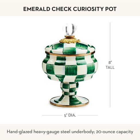 MACKENZIE-CHILDS Enamel Curiosity Pot, Decorative Container for Home Decor, Black-and-White Courtly Check in Saudi Arabia