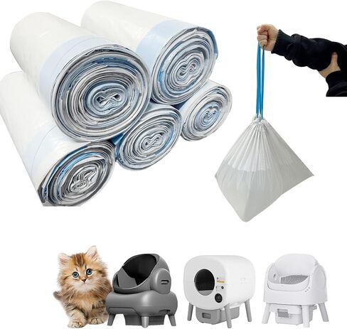 80 Count Cat Litter Liner Bags Compatible with Neakasa and PetPivot Open-Top Pet Automatic Self Cleaning Cat Litter Box, Waste Bags, 27" x 13"Heavy Duty Replacement Trash Bags with Drawstring (grey) in Saudi Arabia
