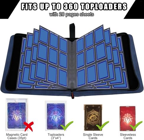 4 جيب 160 بطاقات رابط Toploader ، ووسّد العمود الفقري المملوء بـ 20 من الأكمام ذات الوجهين على الوجهين ، وربط اللودر العلوي المتوافق مع 3 × 4 '' Trading 35pt Pokemon/Sports Cards in Kuwait