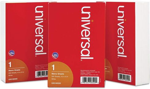 Universal P7-46500 4 بوصة × 6 بوصة أوراق مذكرات فضفاضة - غير مسطرة، بيضاء (500/عبوة) in Saudi Arabia