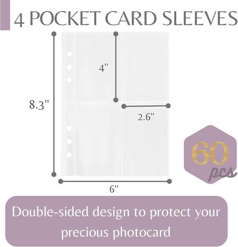 2 PCS A5 6 RING BINDER BONDER مع 60 Pack 4-POCKED PAGES ، PVC KPOP PHOTOCARD BOOK مع ZIPPER ، 10 '× 7' in Kuwait