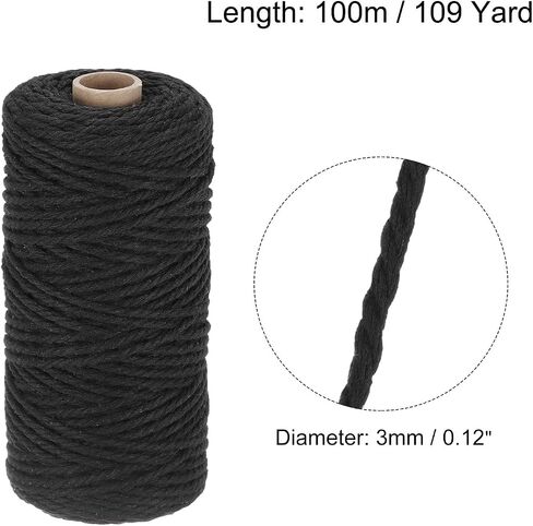 MECCANIXITY Cotton Rope Twisted Braided Rope Cord, Pink 100M/109 Yard 2mm Dia for Wall Hanging, Plant Hanger, Knitting, Macrame Knotting in Saudi Arabia