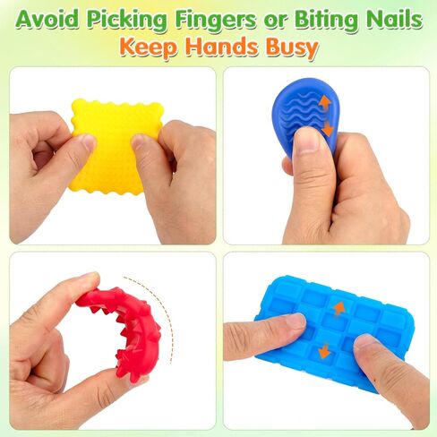 Fidget Sensory Stone Toys for Kids: 12 Pack Textured Soft Worry Stone Sensory Rings for Autism Kid Classroom Calming Down Tools Quiet Stress Anxiety Finger Toy Easter Basket Stocking Stuffer in Saudi Arabia
