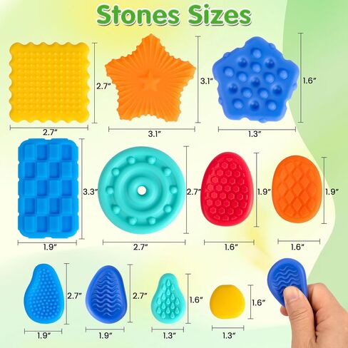 Fidget Sensory Stone Toys for Kids: 12 Pack Textured Soft Worry Stone Sensory Rings for Autism Kid Classroom Calming Down Tools Quiet Stress Anxiety Finger Toy Easter Basket Stocking Stuffer in Saudi Arabia