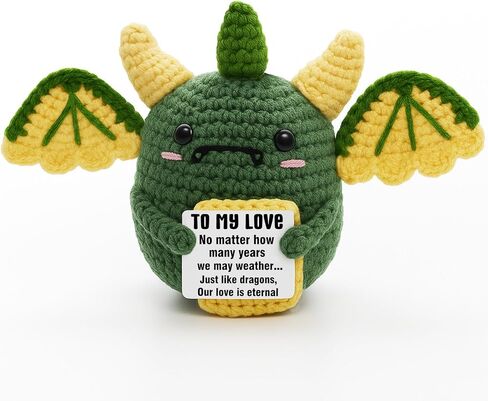Funny Handmade Crocheted Dragons with Cheer Cards Gift,Dragon Lovers Coworker Gift for Women Men,Emotional Inspirational Motivational Encouragement Animals Present with Comfort Support Message in Kuwait