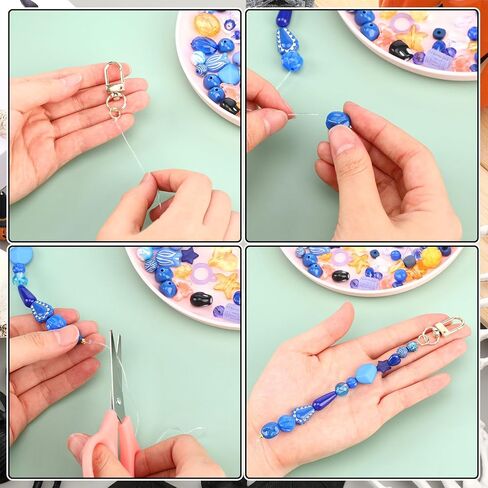 630 Pcs DIY Bead Keychain Making Kit Crafts Adjustable Letter Beads Strings Keychain Gift Alphabet Jewelry Key Ring Bag Charms Backpack Accessories for Women Mother's Day Teacher Party Favor in Saudi Arabia