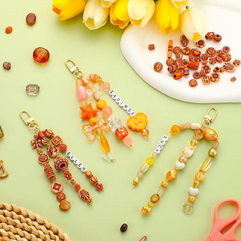 630 Pcs DIY Bead Keychain Making Kit Crafts Adjustable Letter Beads Strings Keychain Gift Alphabet Jewelry Key Ring Bag Charms Backpack Accessories for Women Mother's Day Teacher Party Favor in Saudi Arabia