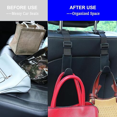 Amooca مسند الرأس السنانير للسيارة قابل للتعديل 4 حزمة مقعد السيارة الخلفي المنظم تخزين شماعات حامل لحقائب المحفظة مشبك عالمي مناسب أسود in Kuwait