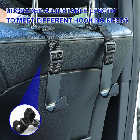 Amooca مسند الرأس السنانير للسيارة قابل للتعديل 4 حزمة مقعد السيارة الخلفي المنظم تخزين شماعات حامل لحقائب المحفظة مشبك عالمي مناسب أسود in Kuwait