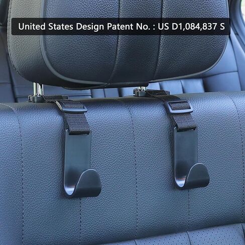 Amooca مسند الرأس السنانير للسيارة قابل للتعديل 4 حزمة مقعد السيارة الخلفي المنظم تخزين شماعات حامل لحقائب المحفظة مشبك عالمي مناسب أسود in Kuwait