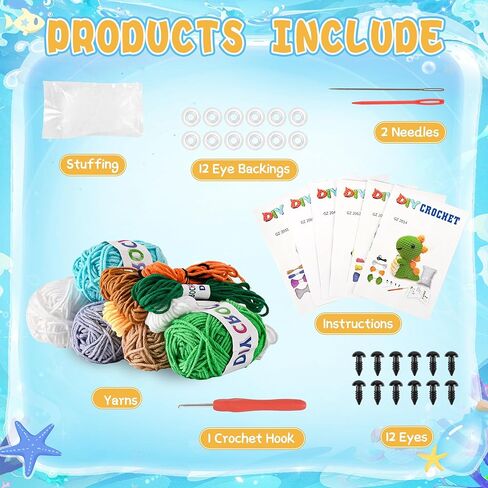 6pcs Crochet Kit للمبتدئين ، 2025 مجموعة الحياكة مع دروس فيديو خطوة بخطوة ، مجموعة الكروشيه المبتدئين للبالغين ، مجموعة Crochet Animal Kits Kids ، مجموعة كاملة من الحيوانات اللطيفة in Kuwait