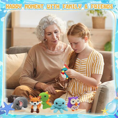 6pcs Crochet Kit للمبتدئين ، 2025 مجموعة الحياكة مع دروس فيديو خطوة بخطوة ، مجموعة الكروشيه المبتدئين للبالغين ، مجموعة Crochet Animal Kits Kids ، مجموعة كاملة من الحيوانات اللطيفة in Kuwait