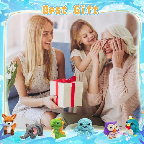 6pcs Crochet Kit للمبتدئين ، 2025 مجموعة الحياكة مع دروس فيديو خطوة بخطوة ، مجموعة الكروشيه المبتدئين للبالغين ، مجموعة Crochet Animal Kits Kids ، مجموعة كاملة من الحيوانات اللطيفة in Kuwait