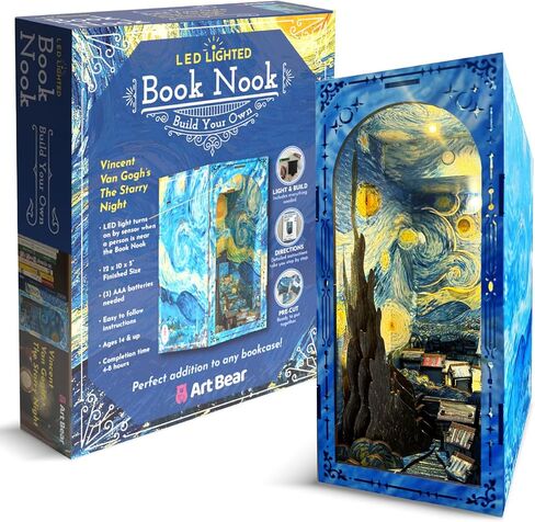 DIY Book Nook Kit - Vangogh Mini House Building Book Kits للبالغين - ملحقات Wooden 3D Puzzle Reshelf for Artisans - Miniature House Kit & Creative Bookends Gift لمحبي الكتب in Saudi Arabia