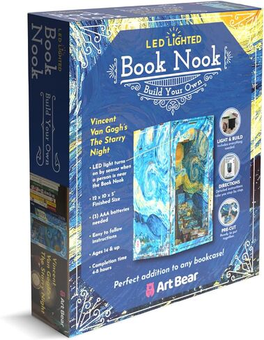 DIY Book Nook Kit - Vangogh Mini House Building Book Kits للبالغين - ملحقات Wooden 3D Puzzle Reshelf for Artisans - Miniature House Kit & Creative Bookends Gift لمحبي الكتب in Saudi Arabia
