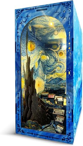 DIY Book Nook Kit - Vangogh Mini House Building Book Kits للبالغين - ملحقات Wooden 3D Puzzle Reshelf for Artisans - Miniature House Kit & Creative Bookends Gift لمحبي الكتب in Saudi Arabia