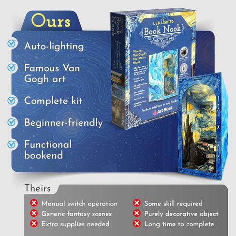 DIY Book Nook Kit - Vangogh Mini House Building Book Kits للبالغين - ملحقات Wooden 3D Puzzle Reshelf for Artisans - Miniature House Kit & Creative Bookends Gift لمحبي الكتب in Saudi Arabia