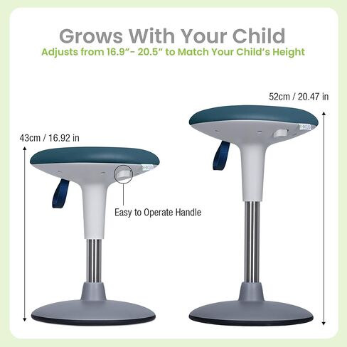 Adjustable Wobble Stool for Kids Ages 7-12 Years; Flexible Seating Stools for Classroom; Ergonomic Wiggle Seat, 360 Degrees Movement; Bonus Rechargeable Visual Timer (Sky Blue) in Kuwait