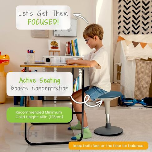 Adjustable Wobble Stool for Kids Ages 7-12 Years; Flexible Seating Stools for Classroom; Ergonomic Wiggle Seat, 360 Degrees Movement; Bonus Rechargeable Visual Timer (Sky Blue) in Kuwait