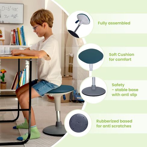 Adjustable Wobble Stool for Kids Ages 7-12 Years; Flexible Seating Stools for Classroom; Ergonomic Wiggle Seat, 360 Degrees Movement; Bonus Rechargeable Visual Timer (Sky Blue) in Kuwait
