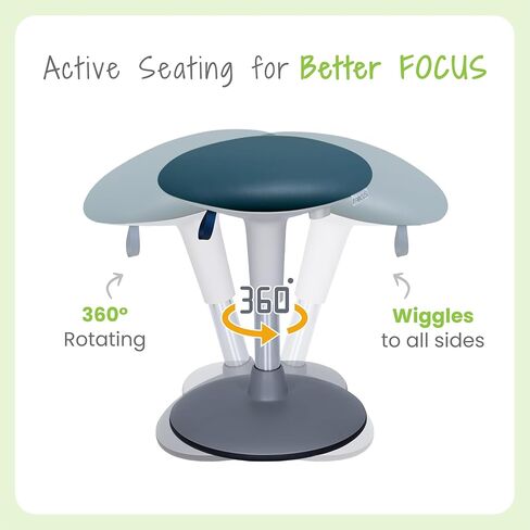 Adjustable Wobble Stool for Kids Ages 7-12 Years; Flexible Seating Stools for Classroom; Ergonomic Wiggle Seat, 360 Degrees Movement; Bonus Rechargeable Visual Timer (Sky Blue) in Kuwait