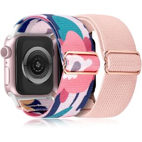 Nunwiza for Stretchy Apple Watch Bands 38mm 40mm 41mm 42mm 44mm 45mm 49mm Women Girls, Nylon Elastic Replacement Bands Straps for iWatch Series 9 8 7 6 5 4 3 2 1 SE Ultra 2