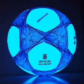 admecoo Light Up Soccer Ball Glow in The Dark Soccer Ball Size 4/5 with Needles and Pump Ball for Men Youth and Adult Night Games…