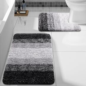 Arotive Bathroom Rugs Sets 2 Piece, Shaggy Soft and Absorbent Microfiber Bath Rugs and U-Shaped Contour Toilet Rug, Non-Slip, Machine Washable Dry Bath Mats for Bathroom (24"x16"+24"x20", Beige)