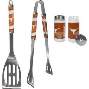 NCAA Siskiyou Sports Fan Shop Texas Longhorns 2pc مجموعة الشواء مع الباب الخلفي الملح والفلفل الهزازات مقاس واحد لون الفريق