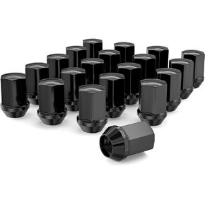 20 PCS 9/16-18 Pitch Studs Wheel Lug Nuts, 1.5 inch Height OEM Factory Style Acorn Seat Lug Nuts, Black Finish, 7/8" Hex, 60 Degree Conical Seat