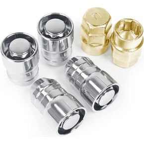 MIKKUPPA M14x1.5 Wheel Locking Lug Nuts Chrome Cone Seat Wheel Tire Lock Nuts Set with Key Replacement for Chevy Silverado/Ford F150/GMC/RAM 1500 - Set of 6