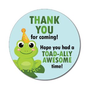 36 2.5 inch Frog Thank You Birthday Party Stickers, Froggy Favor Labels - Toadally Awesome