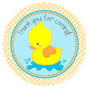 Yellow Rubber Duck Thank You for Coming Sticker Labels by Adore By Nat - Children Birthday Baby Shower - Set of 30