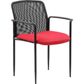 Boss Office Products Stackable Mesh Guest Chair in Black