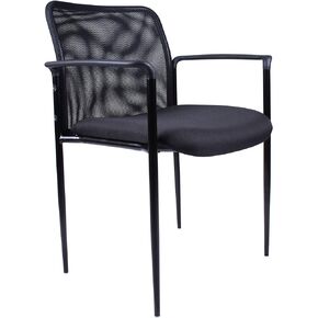 كرسي ضيوف شبكي قابل للتكديس من Boss Office Products باللون الأحمر
