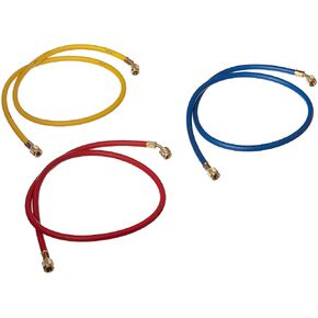 Yellow Jacket 21984 Plus II Hose Standard 1/4" Flare Fittings, 48", Red/Yellow/Blue (Pack of 3)